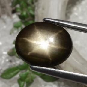 Safira estrela preto natural 2,94ct, corte oval, opaco
