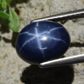Safira estrela azul natural 4,81ct, corte oval, opaco