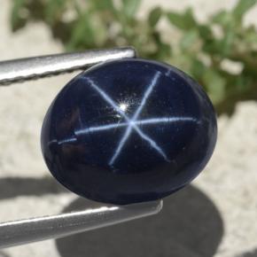 Safira estrela azul natural 6,88ct, corte oval, opaco