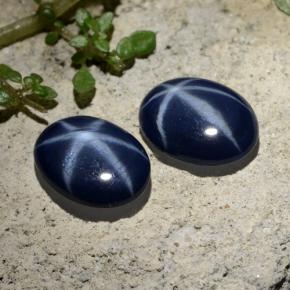Pedras preciosas de safira estrela azul natural de 4,31 ct, corte oval, opaco