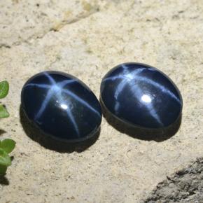 Pedras preciosas de safira estrela azul natural de 5,07 ct, corte oval, opaco
