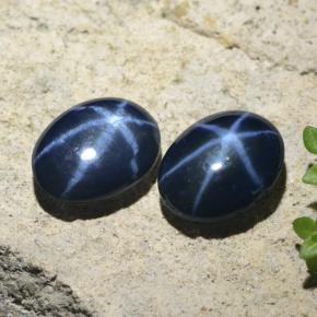 Pedras preciosas de safira estrela azul natural de 5,07 ct, corte oval, opaco