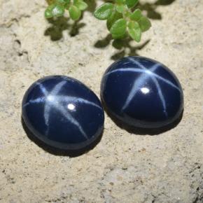 Pedras preciosas de safira estrela azul natural de 4,44 ct, corte oval, opaco