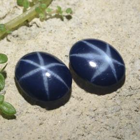 Pedras preciosas de safira estrela azul natural de 4,45 ct, corte oval, opaco