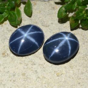 Pedras preciosas de safira estrela azul natural de 3,48 ct, corte oval, opaco
