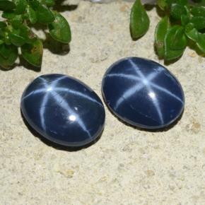 Pedras preciosas de safira estrela azul natural de 3,48 ct, corte oval, opaco