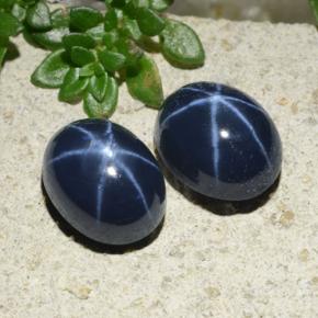 Pedras preciosas de safira estrela azul natural de 6,32 ct, corte oval, opaco