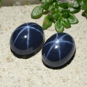 Pedras preciosas de safira estrela azul natural de 6,32 ct, corte oval, opaco