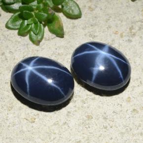 Pedras preciosas de safira estrela azul natural de 5,14 ct, corte oval, opaco