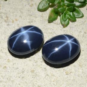 Pedras preciosas de safira estrela azul natural de 5,14 ct, corte oval, opaco