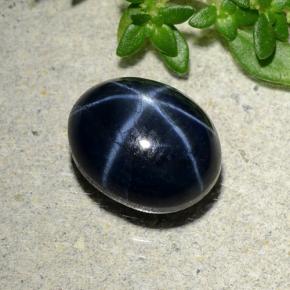 Safira estrela azul natural 3,85ct, corte oval, opaco