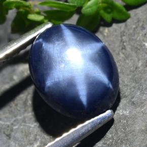 Safira estrela azul natural 4,01ct, corte oval, opaco