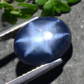 Safira estrela azul natural 4,01ct, corte oval, opaco