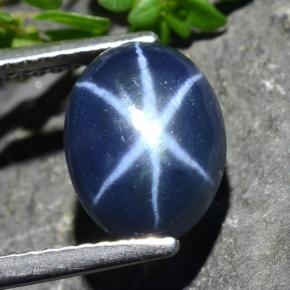 Safira Estrela Azul Natural 3.93ct, Corte Oval, Opaco