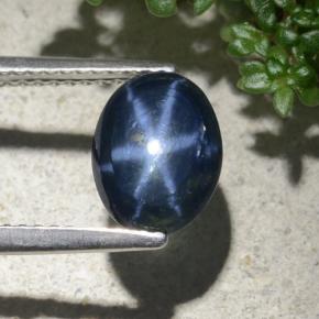 Safira estrela azul natural 2,14ct, corte oval, opaco