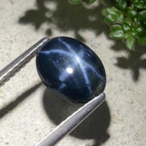 Safira estrela azul natural 2,14ct, corte oval, opaco