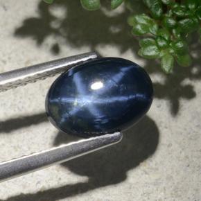 Safira estrela azul natural 2,14ct, corte oval, opaco