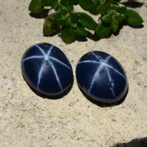 Pedras preciosas de safira estrela azul natural de 5,09 ct, corte oval, opaco