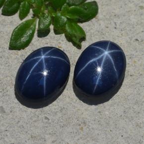 Pedras preciosas de safira estrela azul natural de 2,10 ct, corte oval, opaco