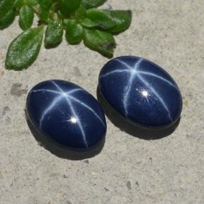 Pedras preciosas de safira estrela azul natural de 1,88 ct, corte oval, opaco