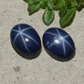 Pedras preciosas de safira estrela azul natural de 2,13 ct, corte oval, opaco