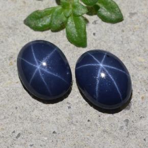 Pedras preciosas de safira estrela azul natural de 1,97 ct, corte oval, opaco