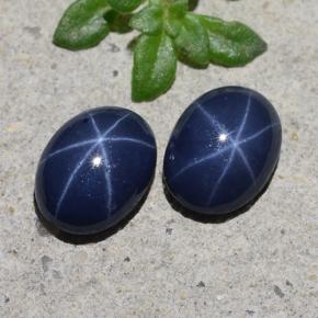 Pedras preciosas de safira estrela azul natural de 1,97 ct, corte oval, opaco