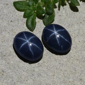 Pedras preciosas de safira estrela azul natural de 2,20 ct, corte oval, opaco