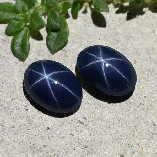 Pedras preciosas de safira estrela azul natural de 2,43 ct, corte oval, opaco