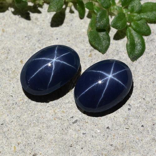 Pedras preciosas de safira estrela azul natural de 2,43 ct, corte oval, opaco