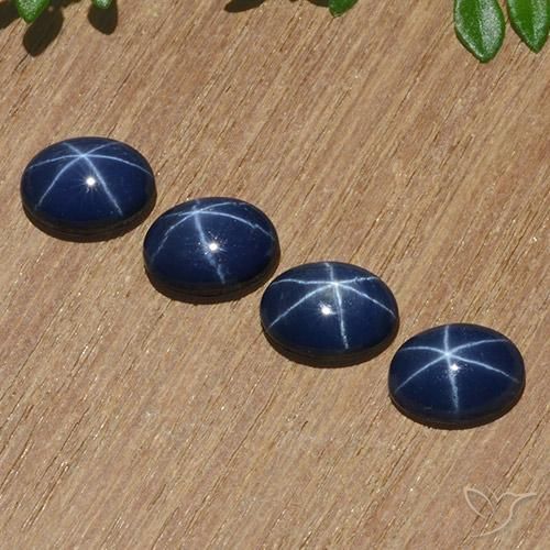 Pedras preciosas de Safira estrela Azul-marinho natural de 5.23 ct, oval, Opaco