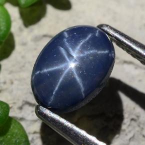 Safira Estrela Azul profundo Natural 1.12ct, Corte Oval, Opaco