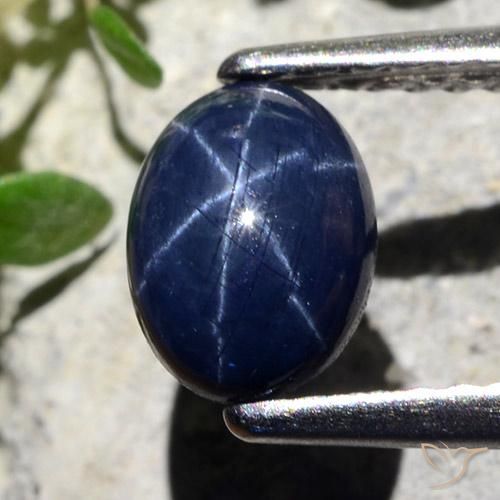Safira Estrela Azul-marinho Natural 1.27ct, Corte Oval, Opaco