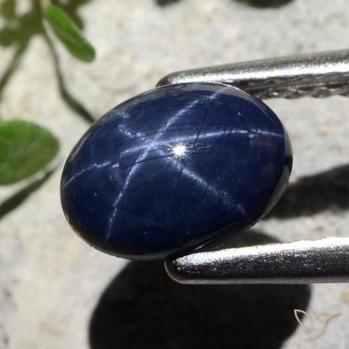 Safira Estrela Azul-marinho Natural 1.27ct, Corte Oval, Opaco