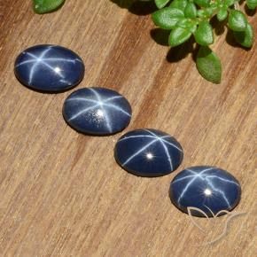 Pedras preciosas de Safira estrela Azul profundo natural de 3.03 ct, oval, Opaco