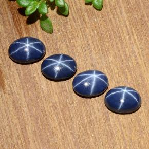 Pedras preciosas de safira estrela azul natural de 4,47 ct, corte oval, opaco
