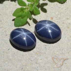 Pedras preciosas de Safira Estrela Azul profundo natural de 2.72 ct, Corte Oval, Opaco