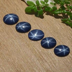 Pedras preciosas de safira estrela azul natural de 3,67 ct, corte oval, opaco