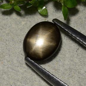 Safira estrela preto natural 1,15ct, corte oval, opaco
