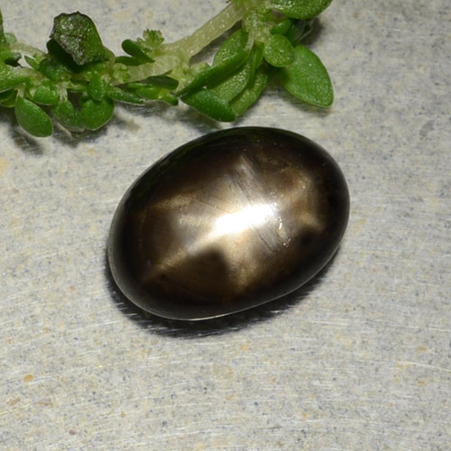 Safira estrela preto natural 2,31ct, corte oval, opaco
