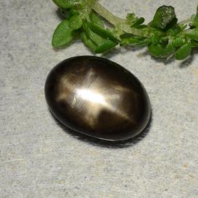 Safira estrela preto natural 2,31ct, corte oval, opaco