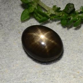 Safira estrela preto natural 1,97ct, corte oval, opaco