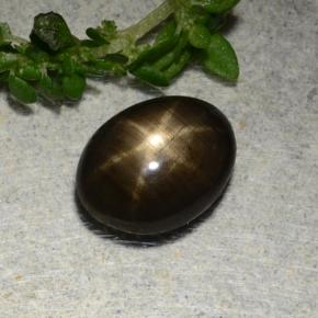 Safira estrela preto natural 1,97ct, corte oval, opaco
