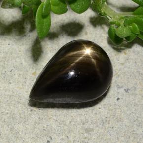 Safira estrela preto natural 2,32ct, formato de pêra, opaco