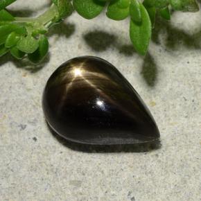 Safira estrela preto natural 2,32ct, formato de pêra, opaco