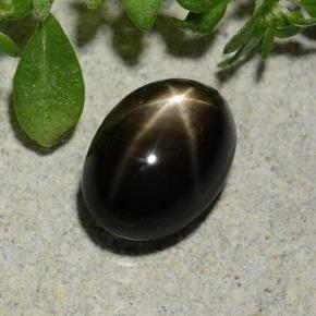 Safira estrela preto natural 2,60ct, corte oval, opaco
