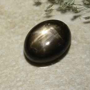 Safira estrela preto natural 2,87ct, corte oval, opaco