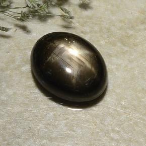 Safira estrela preto natural 2,87ct, corte oval, opaco