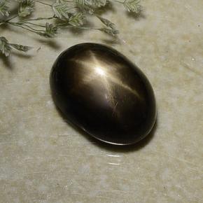 Safira estrela preto natural 3,10ct, corte oval, opaco