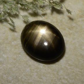 Safira estrela preto natural 2,37ct, corte oval, opaco